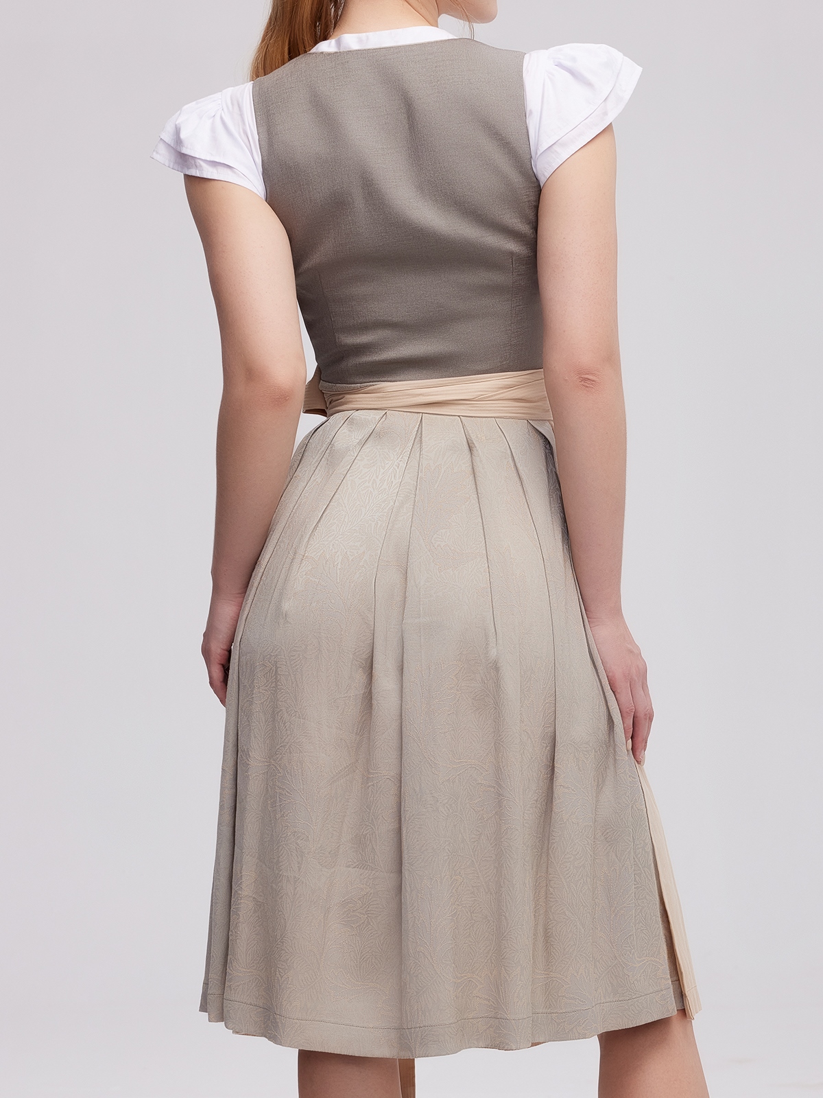 Dirndlbluse Spitze Kurzarm in Grau