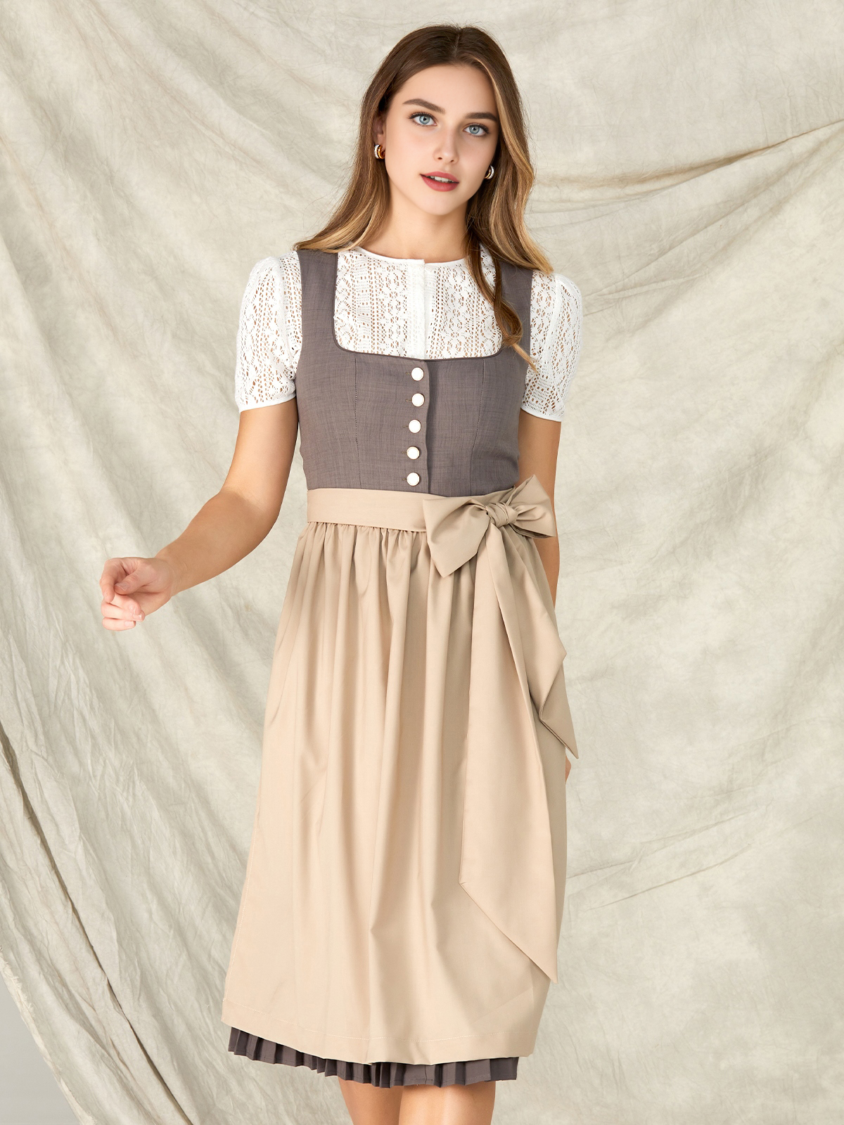Dirndl Samt Bordeaux in Grau
