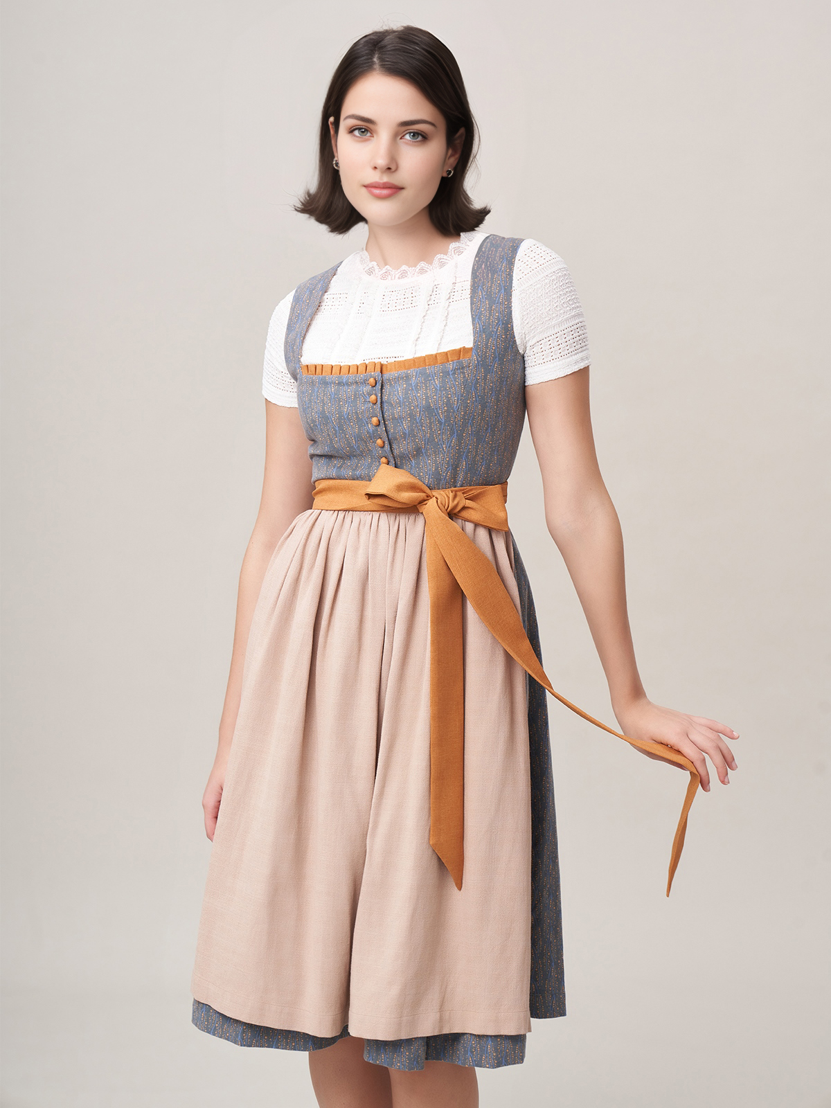 Elegantes blaues Dirndl mit reduziertem Design