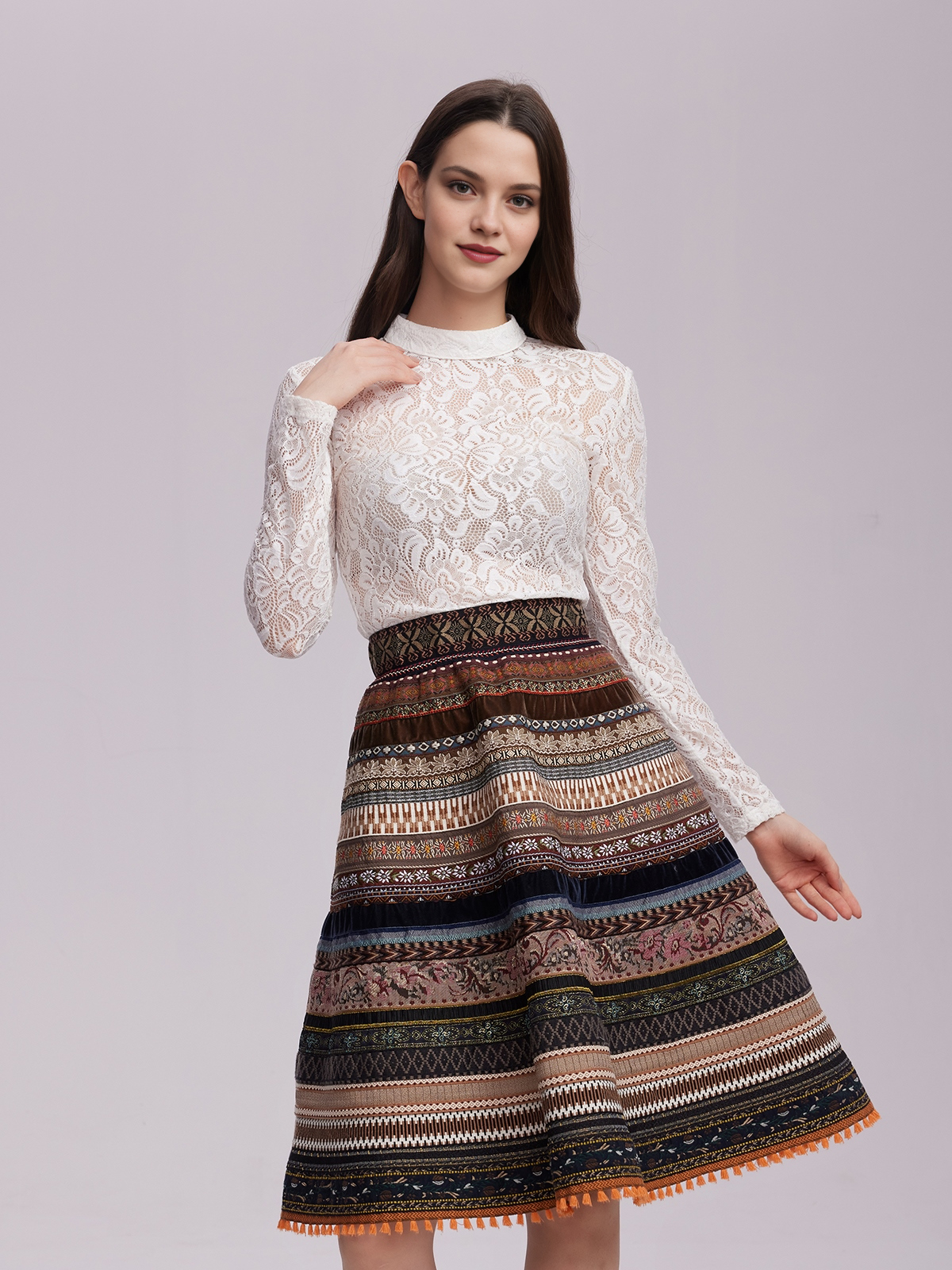 Samt Dirndl in Braun